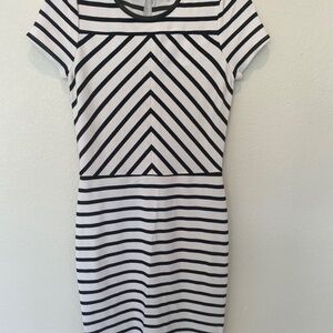 Banana Republic White Dress with Black Stripes